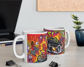 Inspired by Supernatural, IDJITS! Monster Rods Garage Coffee Mug —11oz