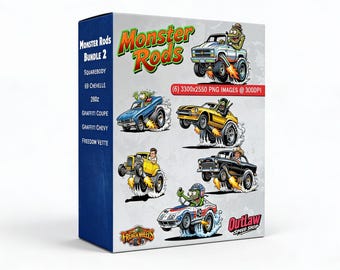 Pacote exclusivo de PNGs inspirados no estilo Lowbrow de Ed Roth (2 unidades) | Pôsteres da Kustom Kulture | Downloads digitais