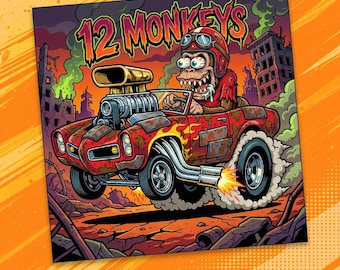 12 Monkees from Series 4 | 3x3 Vinyl Magnet, Extra Durable | Hot Rod Art & Kustom Kulture