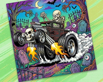 Rattlin' Bones from Series 4 | 3x3 Vinyl Magnet, Extra Durable | Hot Rod Art & Kustom Kulture