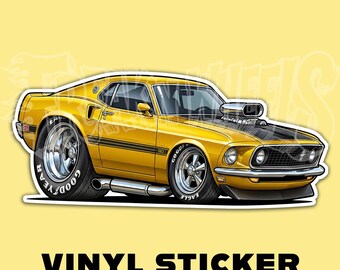 Tooned Mustang Mach 1 Vinyl Sticker | Hot Rod Art & Kustom Kulture