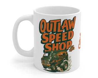 Outlaw Speed Shop, Vannin', Tooned-Coffee Mug —11oz
