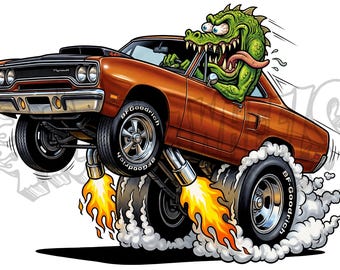 1970 Roadrunner Monster Rod Poster – Muscle Car Garage Wall Art | Digital Download-JPG + PNG