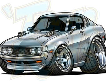 Toyota Celica customizada | Arte Hot Rod | Pôsteres da Cultura Kustom