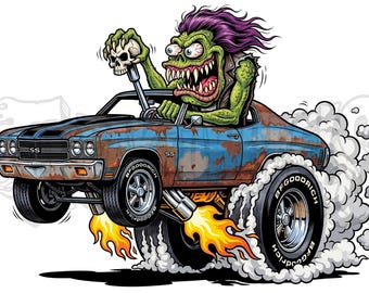 1970 Chevelle Monster Rod Poster – Muscle Car Garage Wall Art | Digital Download-JPG + PNG