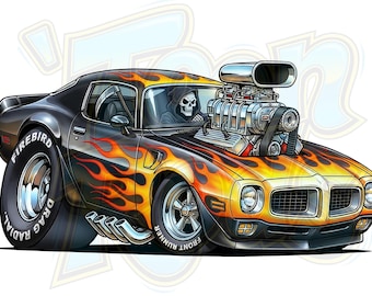 Pontiac Firebird modificado | Arte Hot Rod | Pôsteres da Cultura Kustom