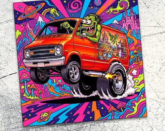 Dodge Van "Acid Trip" | 3x3 Vinyl Magnet, Extra Durable | Hot Rod Art & Kustom Kulture