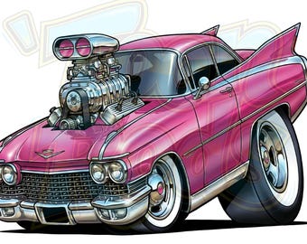 Cadillac modificado | Arte Hot Rod | Pôsteres da Cultura Kustom