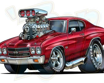 Chevelle 1970 customizada | Arte Hot Rod | Pôsteres da Cultura Kustom