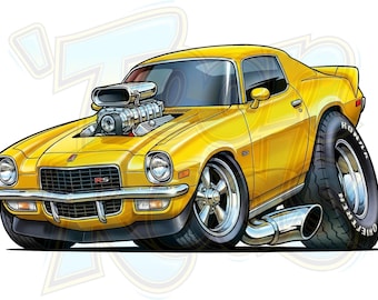 Camaro Chevy 71 modificado | Arte Hot Rod | Pôsteres da Cultura Kustom