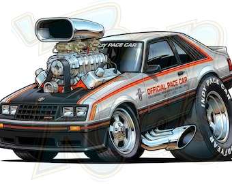 Mustang Pace Car 1979 modificado | Arte Hot Rod | Pôsteres da Cultura Kustom
