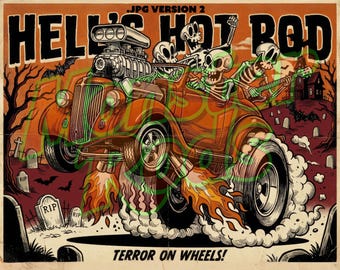 Ford Monster Rod Esqueleto de 1936 – Arte de Parede para Garagem de Muscle Cars | Download Digital - JPG + PNG