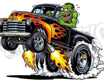1953 Chevy Pickup Monster Rod Poster – Hot Rod Garage Wall Art | Digital Download-JPG + PNG