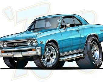 Chevelle 1967 customizada | Arte Hot Rod | Pôsteres da Cultura Kustom