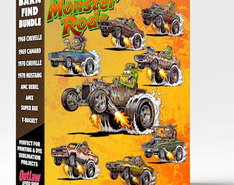 Barn Find Hot Rod PNG Bundle| Kustom Kulture Clipart | Muscle Car Digital Download | Garage Wall Art | Sublimation PNG | Monster Rods Design