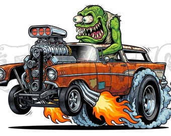 New Hand Painted Hot Rod on a Older Used Tattoo Sign Rat Rod