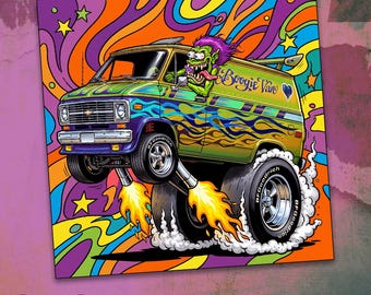 Chevy "Boogie Van"  | 3x3 Vinyl Magnet, Extra Durable | Hot Rod Art & Kustom Kulture