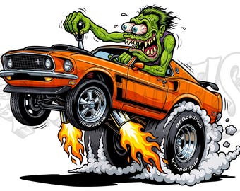 1969 Mustang Monster Rod Poster – Muscle Car Garage Wall Art | Digital Download-JPG + PNG