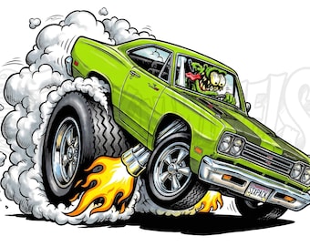 Pôster do Plymouth Roadrunner Mopar Monster Rod – Arte de parede para garagem de muscle cars | Download digital - JPG + PNG