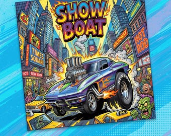 Showboat Corvette from Series 4 | 3x3 Vinyl Magnet, Extra Durable | Hot Rod Art & Kustom Kulture