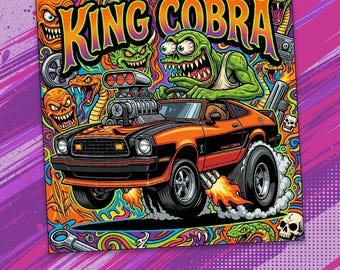 King Cobra Mustang from Series 4 | 3x3 Vinyl Magnet, Extra Durable | Hot Rod Art & Kustom Kulture