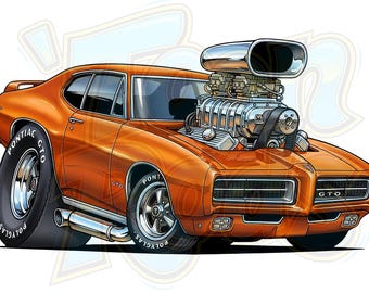 Pontiac GTO modificado | Arte Hot Rod | Pôsteres da Cultura Kustom