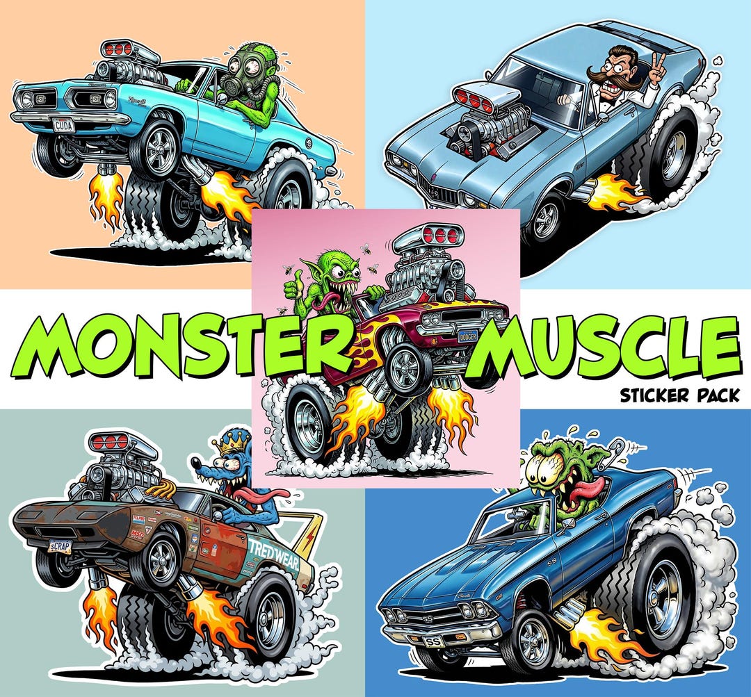 Super Muscle Sticker Monster Muscle Sticker Pack | Vinyl Sticker | Hot Rod Art & Kustom ...