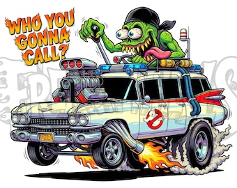 Monstro Ecto 1 | Arte Hot Rod | Pôsteres da Cultura Kustom