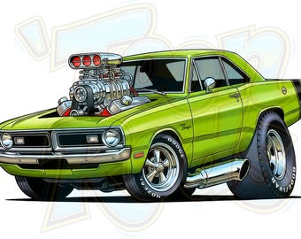 Dodge Dart Mopar modificado | Arte Hot Rod | Pôsteres da Cultura Kustom