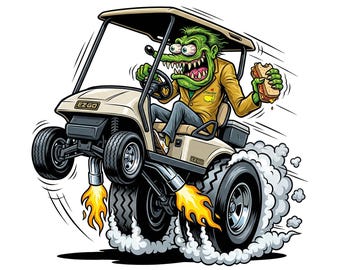 Carrinho de golfe Masters | Arte Hot Rod | Pôsteres da Cultura Kustom