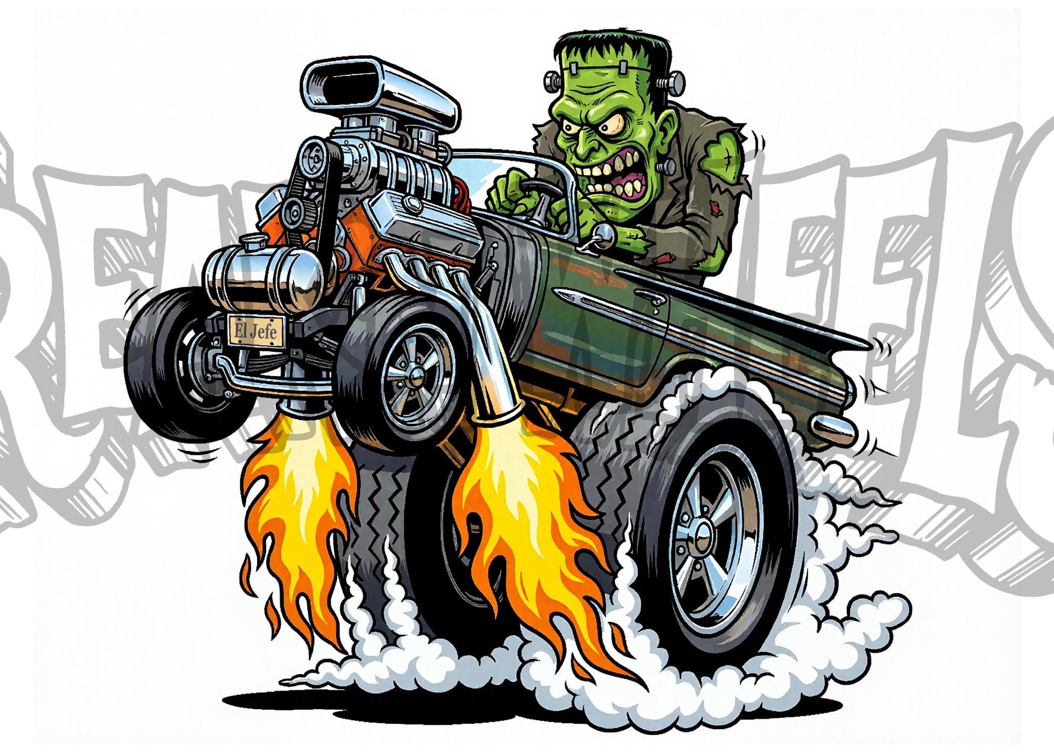 El Camino Monster Hot Rod Art | Kustom Kulture Posters - Etsy