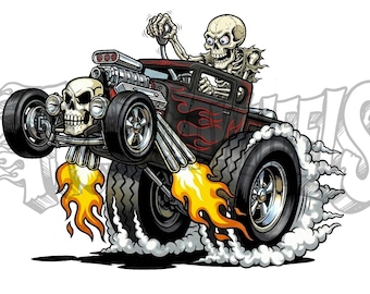 Arte Hot Rod "Bone Shaker" | Pôsteres da Kustom Kulture + Página para colorir bônus