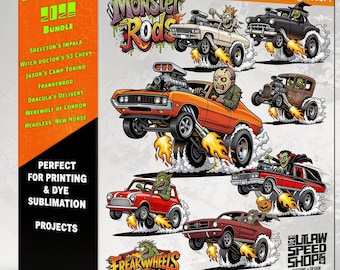 Halloween 2026 PNG Bundle | Kustom Kulture Clipart | Muscle Car Digital Download | Garage Wall Art | Sublimation PNG | Monster Rods Design