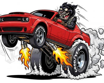 Novo pôster do Dodge Challenger, Monster Rod – Arte de parede para garagem de muscle cars | Download digital - JPG + PNG