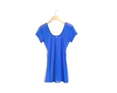 CLEARANCE SALE Size XS Mesh Tunic Royal Blue - Beach Cover-Up - Sheer - Vintage 39 90s.