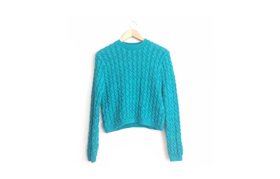 CLEARANCE SALE // Size L // TEAL Cropped Sweater /