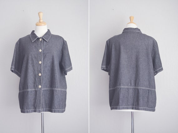 black denim button up