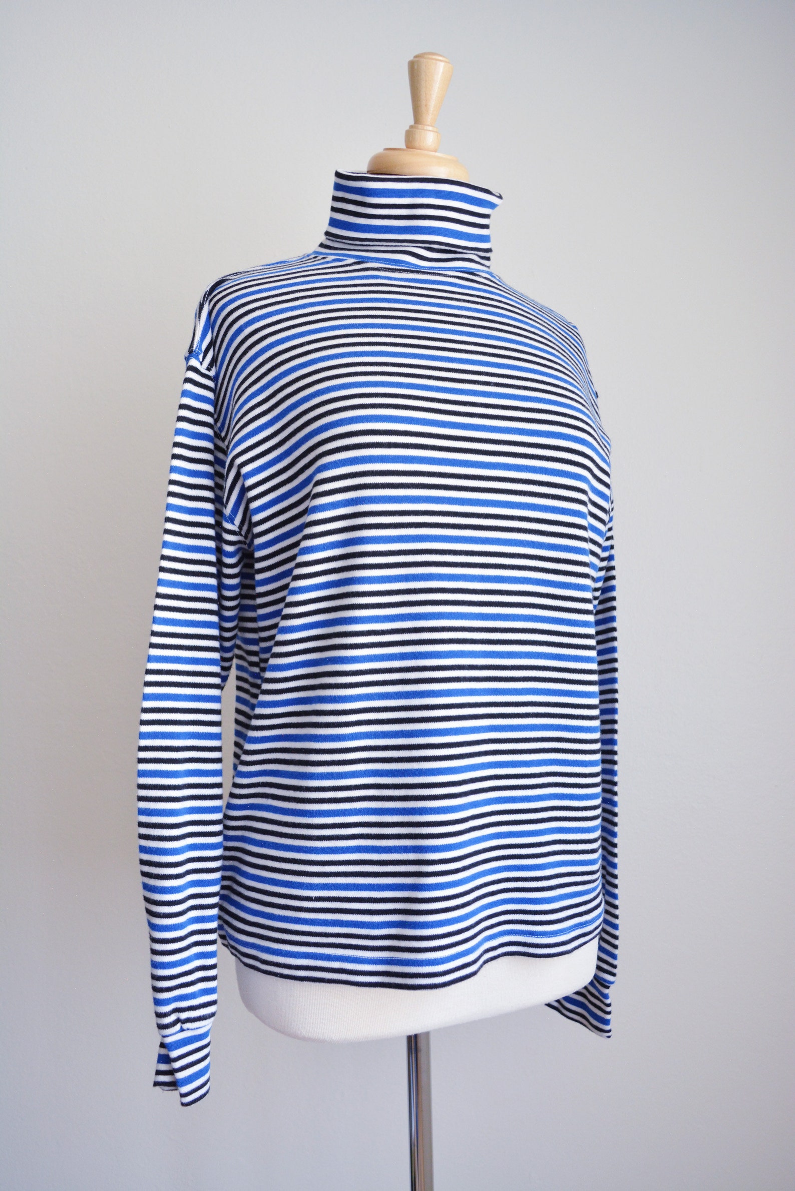 STRIPED TURTLENECK // Long Sleeve Top Black Blue White | Etsy