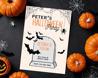 Editable Canva Template for a Halloween Invitation - Etsy