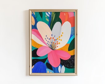 Abstrakte Blumen Bild, Bild auf Leinwand (Digitaler Download)