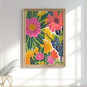 Helle Blumen Digitale Wandkunst, Sommer Floral druckbare Wandkunst, Buntes botanisches Poster, Galerie Wanddekoration, Italienisch Summer
