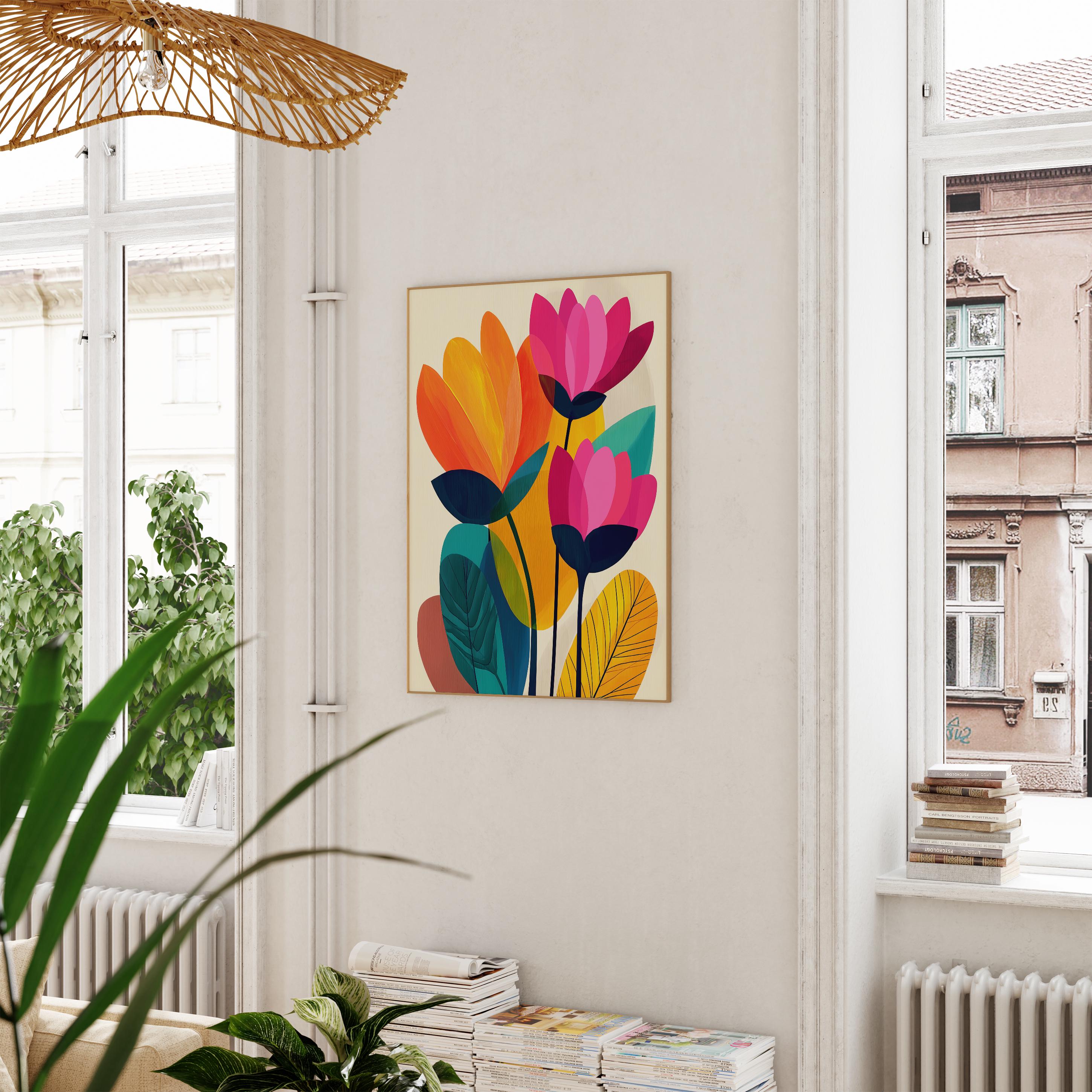 Abstract Floral Wall Art, Colorful Modern Botanical Print, Bold Flower ...