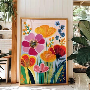 Colorful Floral Wall Art: Modern Botanical Print (Digital Download