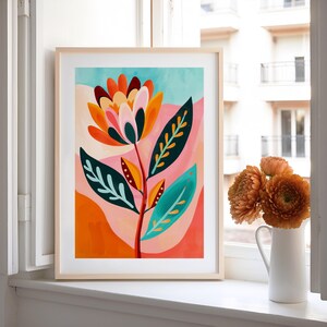 Abstract Floral Print: Mid-Century Modern Botanical Art (Digital Download