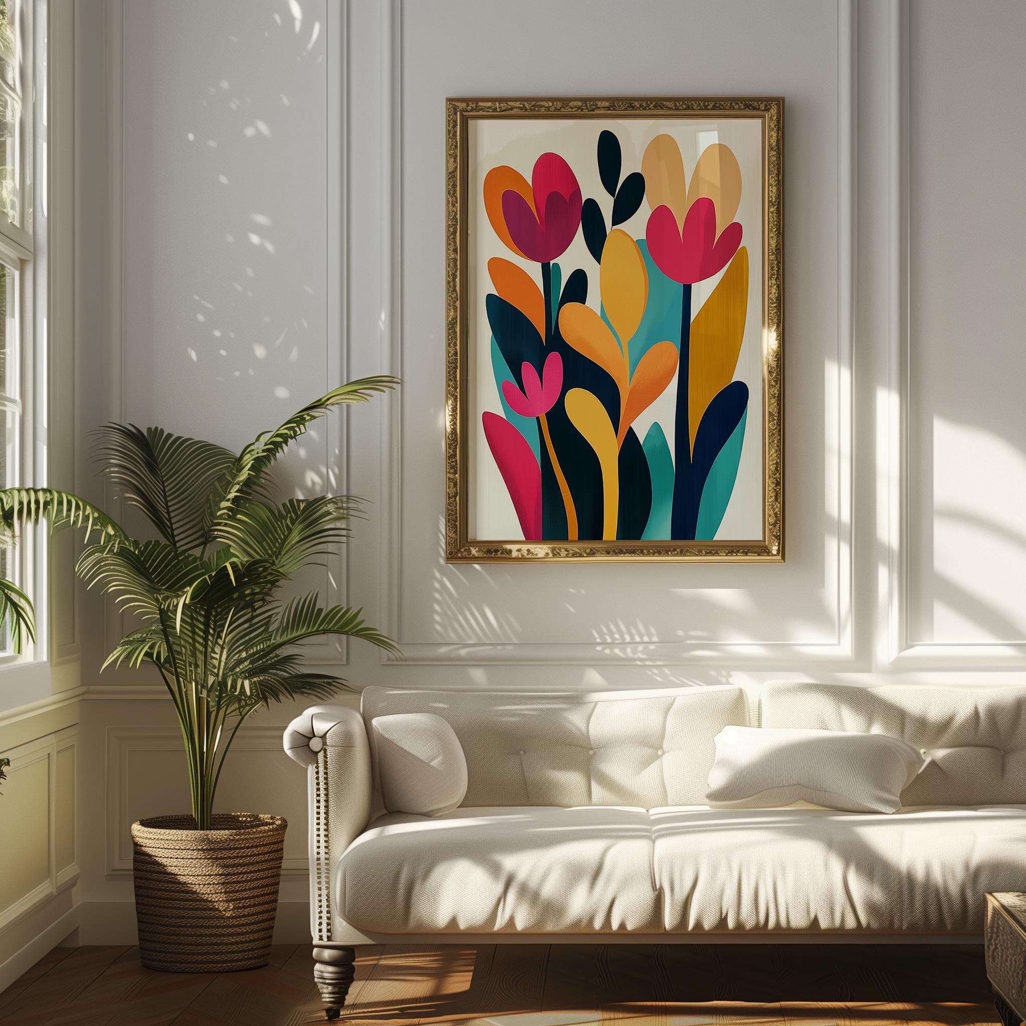 Bold Abstract Floral Art Print | Colorful Modern Botanical Wall Decor ...
