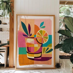 Retro Cocktail Art Print: Mid-Century Modern Bar Cart Decor (Digital Download)