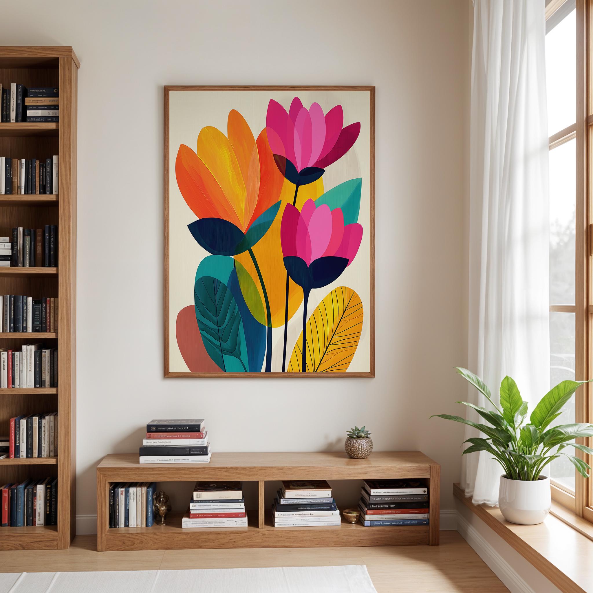 Abstract Floral Wall Art, Colorful Modern Botanical Print, Bold Flower ...