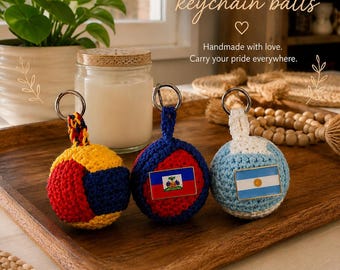 Custom Flag Crochet Keychain | Soccer Ball Keyring | World Cup Gift | Handmade Personalized Gift