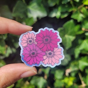 Adesivo con margherite rosa glitterate