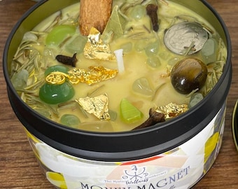 Money Magnet Candle: Soy Wax, Aventurine Crystals, Essential Oils